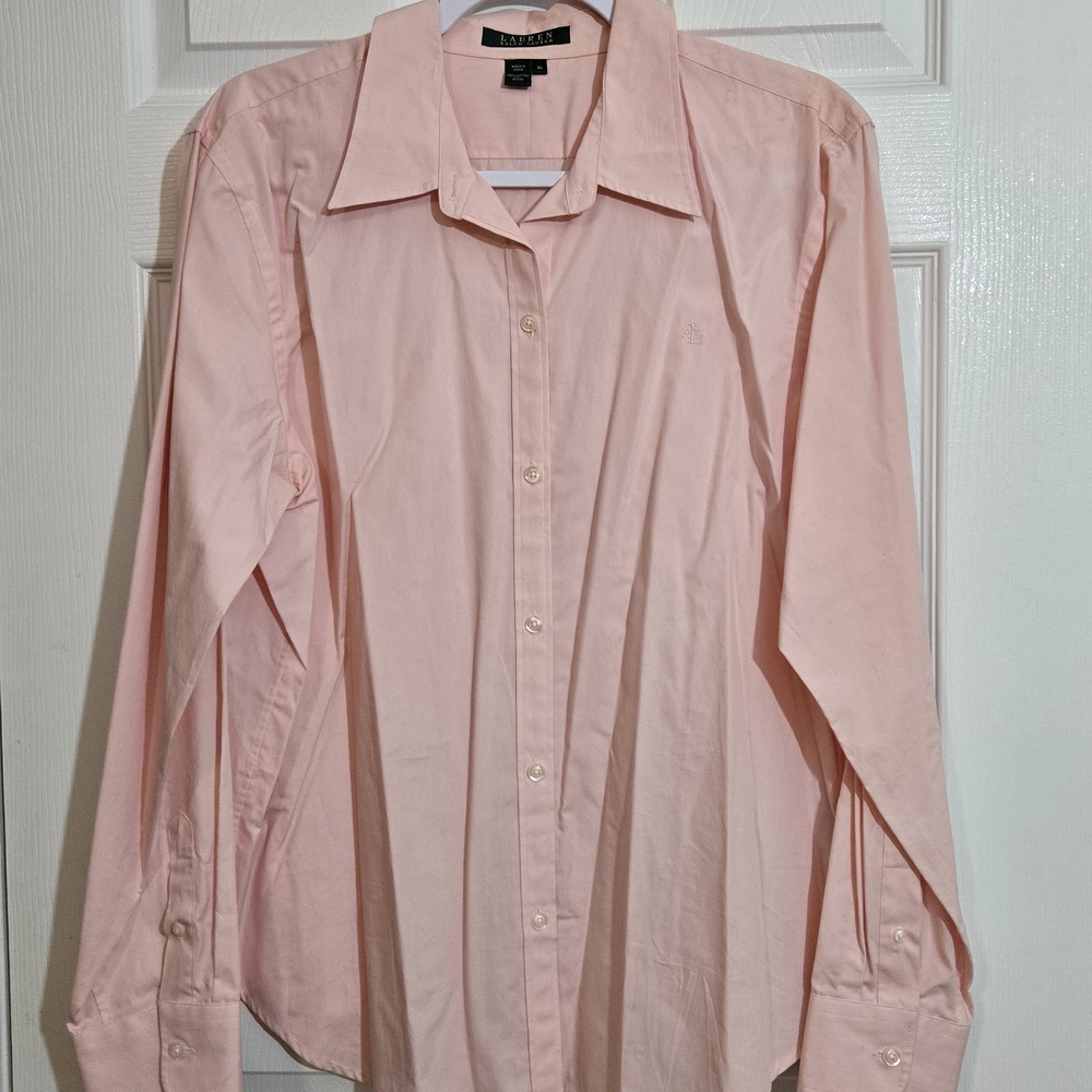 Ralph Lauren Polo Women's Long Sleeve Button Down Top ~ Sz. XL ~ Dusty Pink ~EUC - Picture 2 of 7